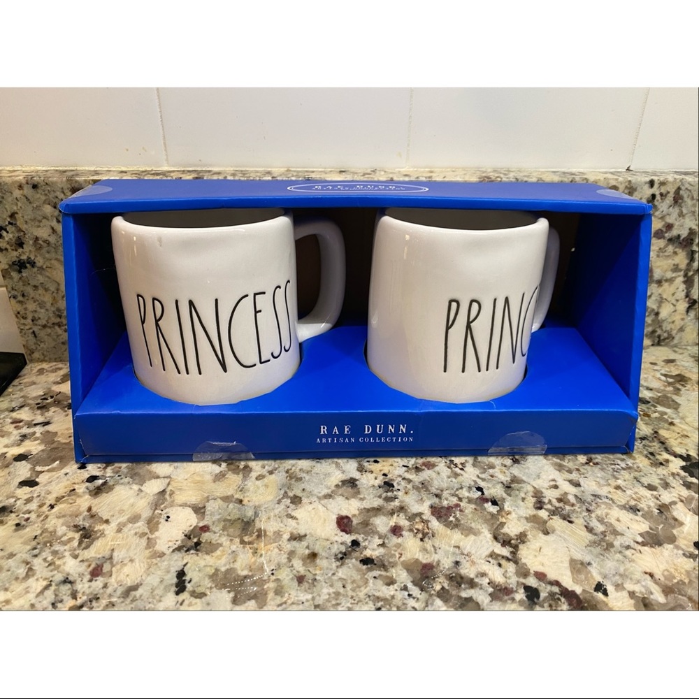 NWOT Rae Dunn Prince and Princess Mug Set